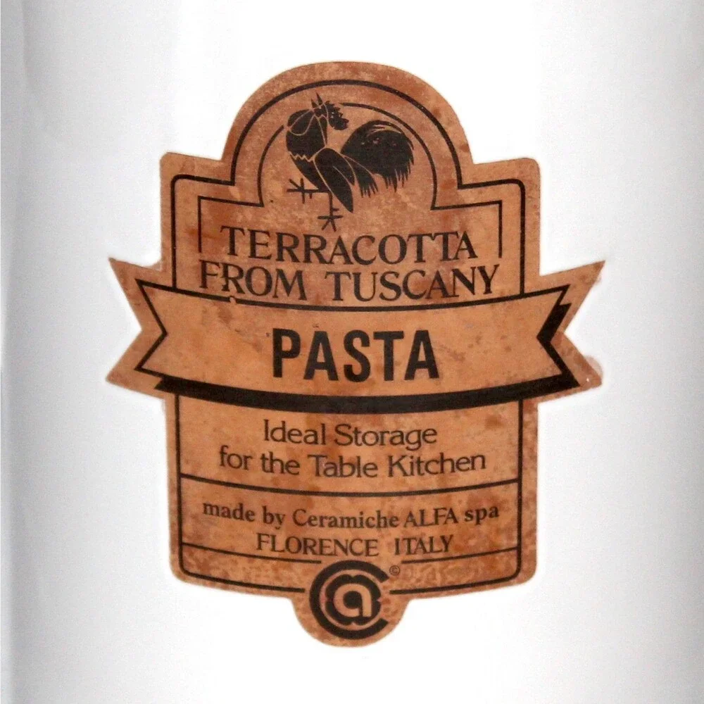 Pasta Canister Terracotta from Tuscany Florence Italy Ceramiche Alfa Spa white